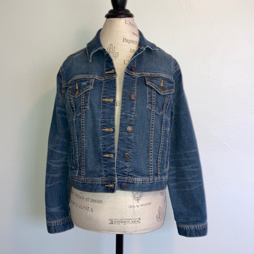 Lands’ End Denim Jacket Medium Petite Blue Medium Wash